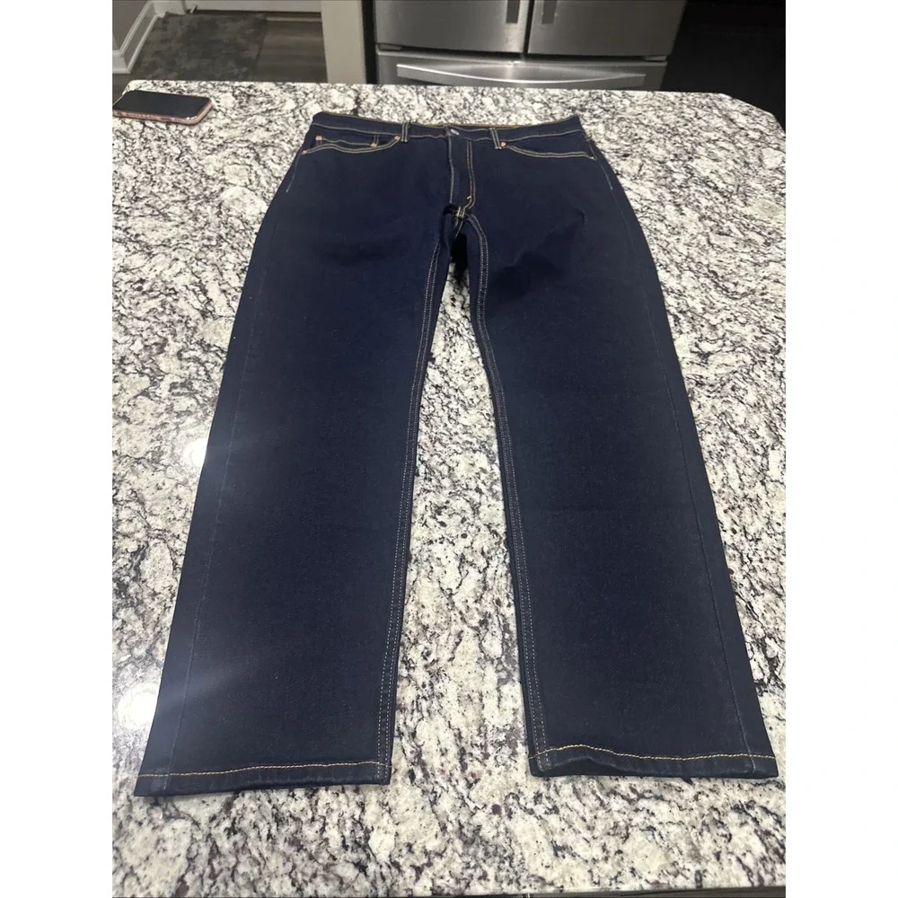 NWT Levi's 505 Regular Straight Leg Denim Jeans 36X30 Mens Dark‎ Blue Stretch